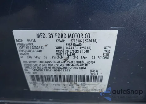 2018 Ford Explorer from USA, damaged, VIN 1FM5K7BH1JGB63353